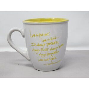 Ceramic Love Is Patient Mug White & Yellow‎ 1 Corinthians 13:4-7 Royal Norfolk